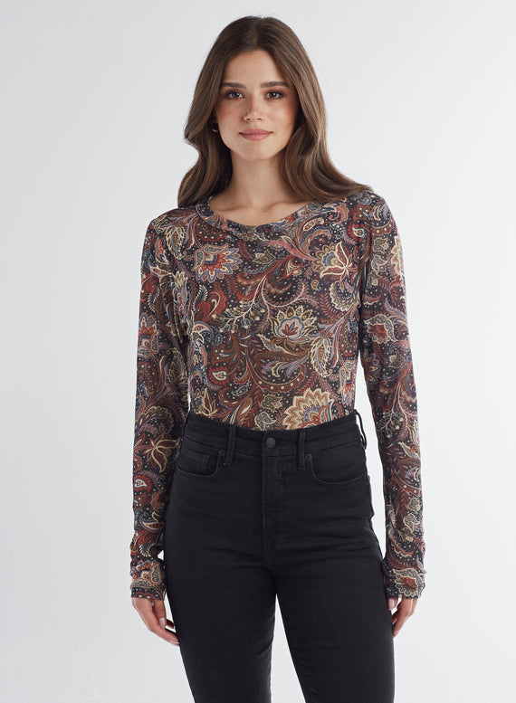 Mesh Crew Neck Top